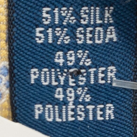 Saddlebred Adjustable Pre-tied Silk Blend Yellow Blue Floral Bowtie - Picture 4 of 6